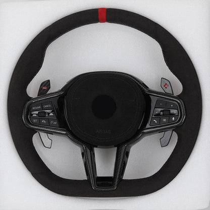Facelift LCI Full Alcantara Leather Steering Wheel for BMW G Series M2 F87 G87 M3 F80 G80 M4 G82 G83 M340i M440i X3M F97 2021 - YunLexus