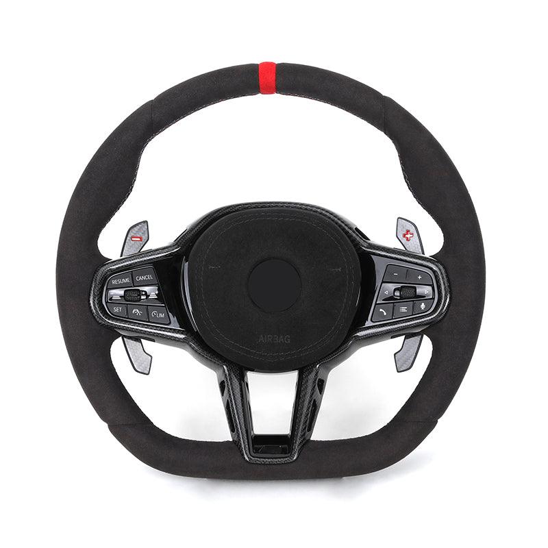 Facelift LCI Full Alcantara Leather Steering Wheel for BMW G Series M2 F87 G87 M3 F80 G80 M4 G82 G83 M340i M440i X3M F97 2021 - YunLexus