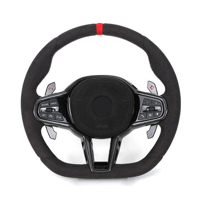 Facelift LCI Full Alcantara Leather Steering Wheel for BMW G Series M2 F87 G87 M3 F80 G80 M4 G82 G83 M340i M440i X3M F97 2021 - YunLexus