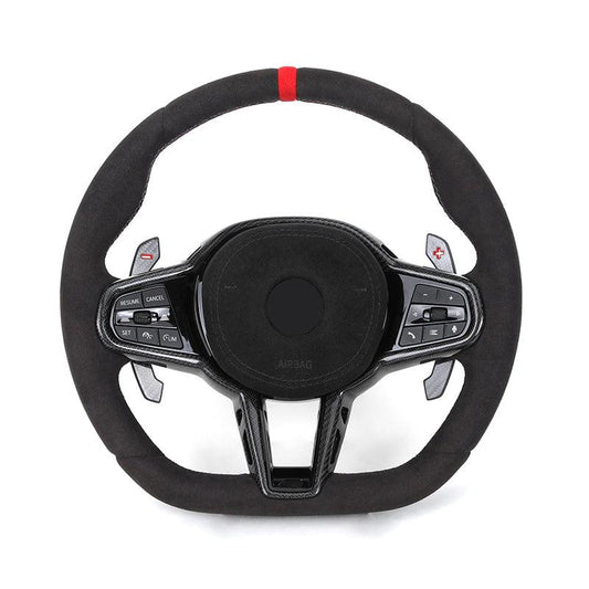 Facelift LCI Full Alcantara Leather Steering Wheel for BMW G Series M2 F87 G87 M3 F80 G80 M4 G82 G83 M340i M440i X3M F97 2021 - YunLexus