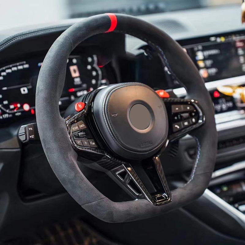 Facelift LCI Full Alcantara Leather Steering Wheel for BMW G Series M2 F87 G87 M3 F80 G80 M4 G82 G83 M340i M440i X3M F97 2021 - YunLexus
