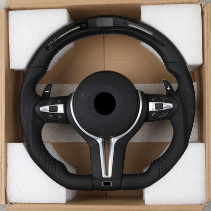 Flat Bottom Full Leather LED M Sport Steering Wheel for BMW F10 F15 F20 F22 F30 F32 X5 E70 X6 E71 E90 E92 F80 F82 F87 F90 M8 F92 - YunLexus