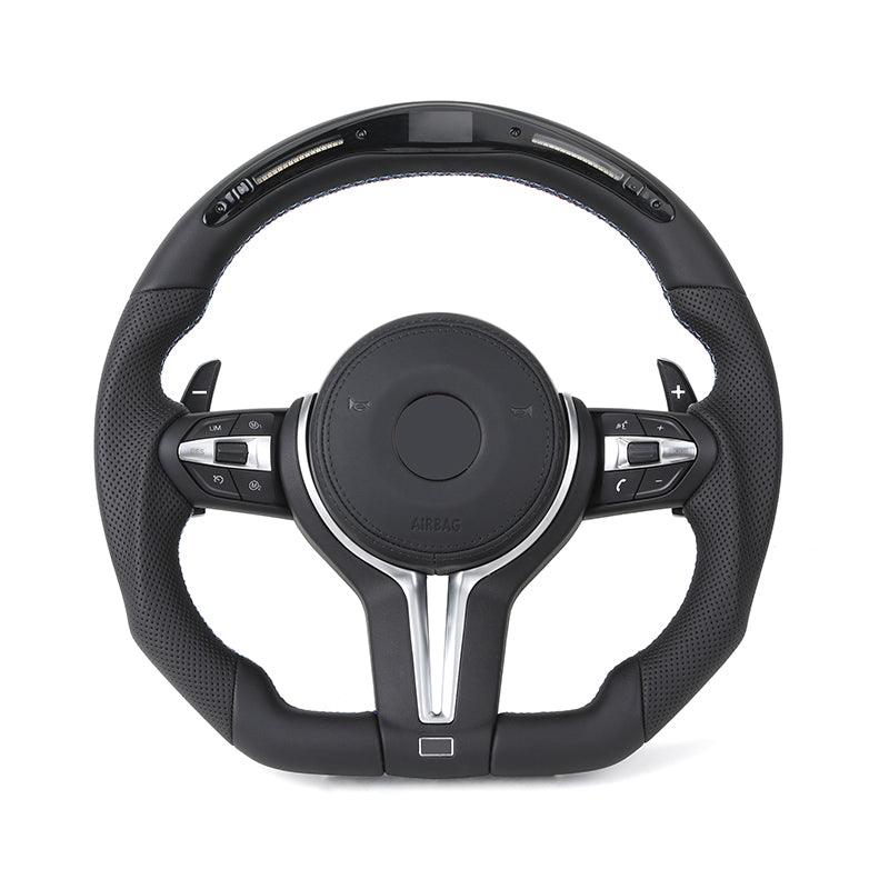 Flat Bottom Full Leather LED M Sport Steering Wheel for BMW F10 F15 F20 F22 F30 F32 X5 E70 X6 E71 E90 E92 F80 F82 F87 F90 M8 F92 - YunLexus