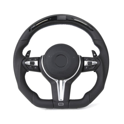 Flat Bottom Full Leather LED M Sport Steering Wheel for BMW F10 F15 F20 F22 F30 F32 X5 E70 X6 E71 E90 E92 F80 F82 F87 F90 M8 F92 - YunLexus