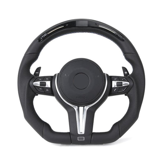 Flat Bottom Full Leather LED M Sport Steering Wheel for BMW F10 F15 F20 F22 F30 F32 X5 E70 X6 E71 E90 E92 F80 F82 F87 F90 M8 F92 - YunLexus