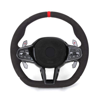 Full Alcantara D-Shape Upgrade LCI Steering Wheel for BMW G30 G31 G32 X3 G01 X4 G02 M2 G87 M3 G80 M4 G82 G42 G20 LCI M5 F90 G11 - YunLexus