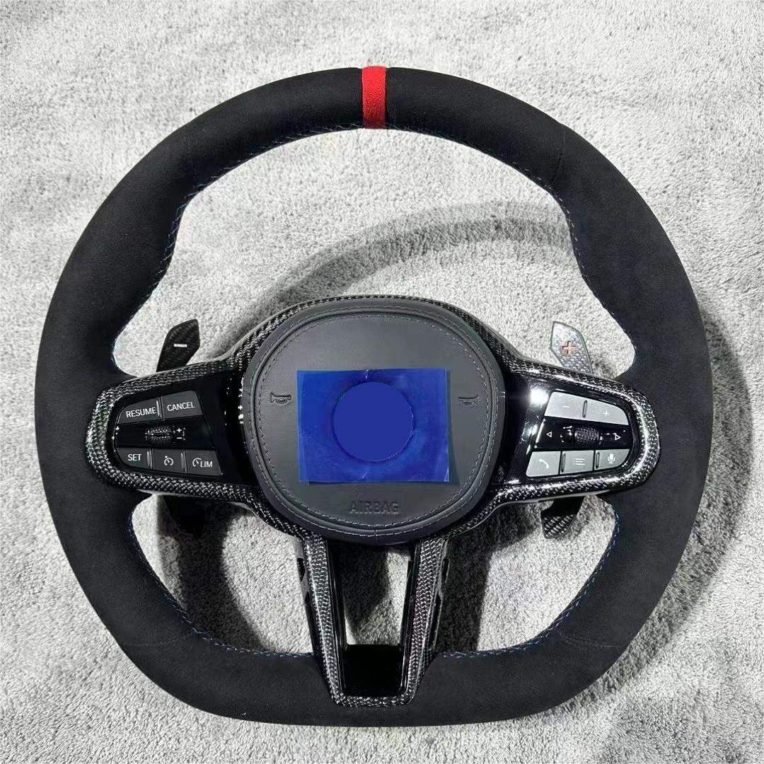 Full Alcantara D-Shape Upgrade LCI Steering Wheel for BMW G30 G31 G32 X3 G01 X4 G02 M2 G87 M3 G80 M4 G82 G42 G20 LCI M5 F90 G11 - YunLexus