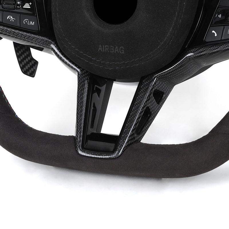 Full Alcantara D-Shape Upgrade LCI Steering Wheel for BMW G30 G31 G32 X3 G01 X4 G02 M2 G87 M3 G80 M4 G82 G42 G20 LCI M5 F90 G11 - YunLexus