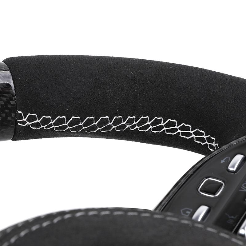 Gloss Black Top Strip Carbon Fiber Shift Paddle Alcantara Leather Steering Wheel for Mercedes Benz S C Class C63s C55 GLA45 AMG - YunLexus Custom Custom Steering Wheels for Mercedes