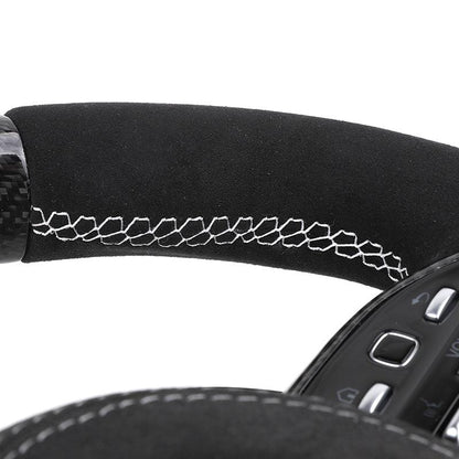 Gloss Black Top Strip Carbon Fiber Shift Paddle Alcantara Leather Steering Wheel for Mercedes Benz S C Class C63s C55 GLA45 AMG - YunLexus Custom Custom Steering Wheels for Mercedes