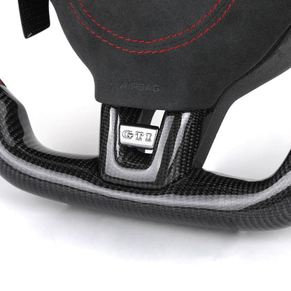 GTI Half Alcantara Carbon Shifter Paddle LED Steering Wheel for Volkswagen VW Golf MK6 MK7 MK7.5 5 GTI R Jetta Passat CC Tiguan - YunLexus Custom Custom Steering Wheels for Volkswagen