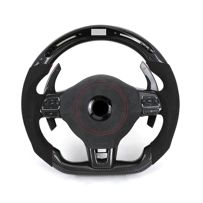 GTI Half Alcantara Carbon Shifter Paddle LED Steering Wheel for Volkswagen VW Golf MK6 MK7 MK7.5 5 GTI R Jetta Passat CC Tiguan - YunLexus Custom Custom Steering Wheels for Volkswagen