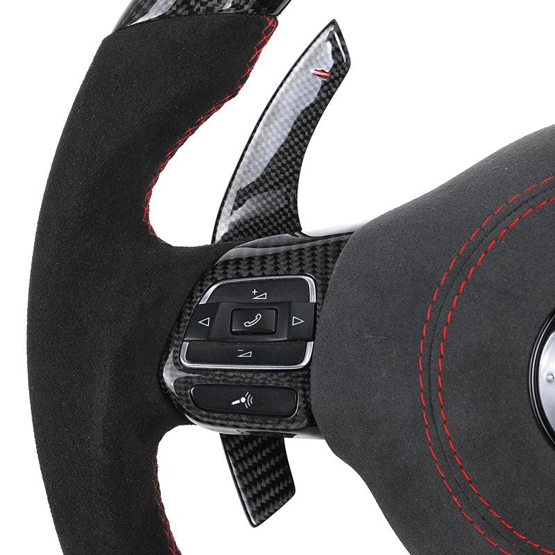 GTI Half Alcantara Carbon Shifter Paddle LED Steering Wheel for Volkswagen VW Golf MK6 MK7 MK7.5 5 GTI R Jetta Passat CC Tiguan - YunLexus Custom Custom Steering Wheels for Volkswagen