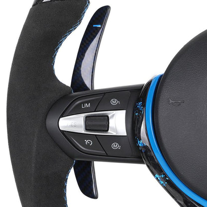 Half Alcantara Blue Forged Carbon M Performance Steering Wheel for BMW M2 M3 M4 M5 M8 F92 F80 F82 F87 F90 F10 F30 F20 F32 X5 F15 - YunLexus