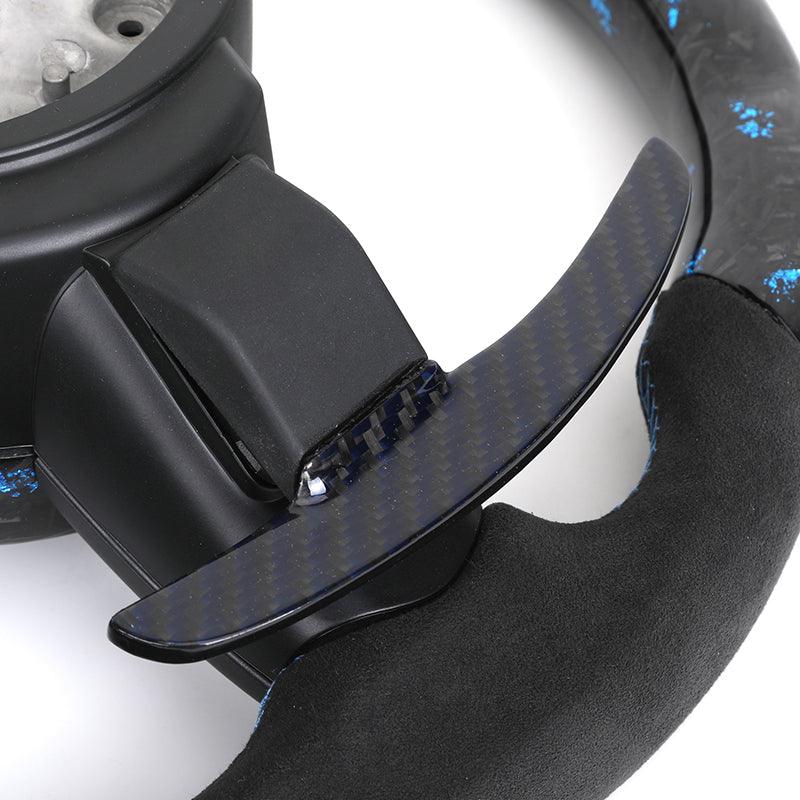 Half Alcantara Blue Forged Carbon M Performance Steering Wheel for BMW M2 M3 M4 M5 M8 F92 F80 F82 F87 F90 F10 F30 F20 F32 X5 F15 - YunLexus