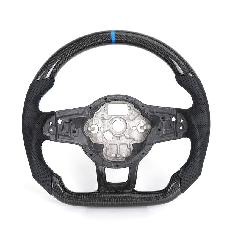 Half Perforated Leather Carbon Fiber Steering Wheel Core for VW Golf MK5 MK6 MK7 6 7 7.5 R 7R Gti Polo Passat CC B7 Scirocco - YunLexus Custom Custom Steering Wheels for VW