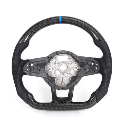 Half Perforated Leather Carbon Fiber Steering Wheel Core for VW Golf MK5 MK6 MK7 6 7 7.5 R 7R Gti Polo Passat CC B7 Scirocco - YunLexus Custom Custom Steering Wheels for VW