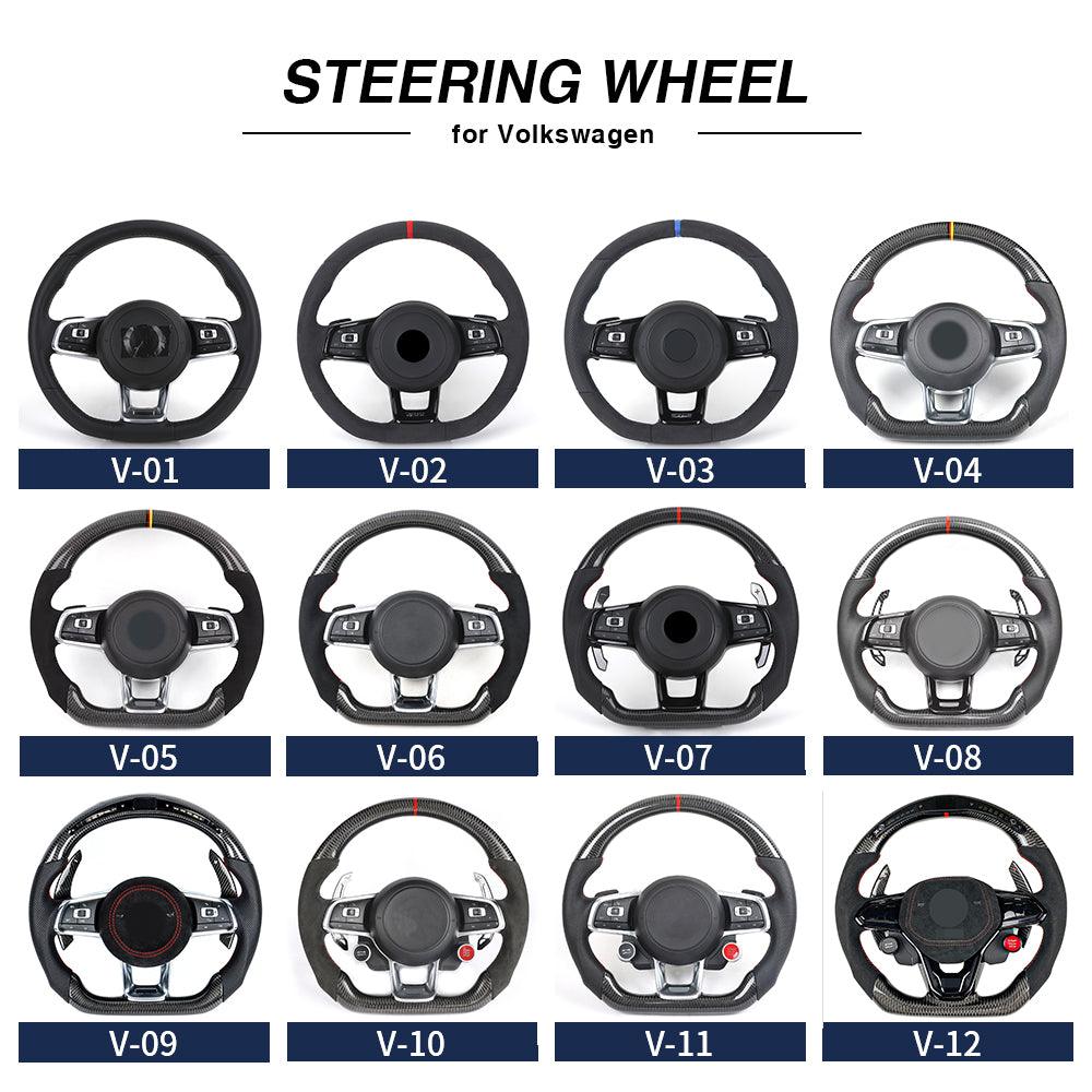 Half Perforated Leather Carbon Fiber Steering Wheel Core for VW Golf MK5 MK6 MK7 6 7 7.5 R 7R Gti Polo Passat CC B7 Scirocco - YunLexus Custom Custom Steering Wheels for VW