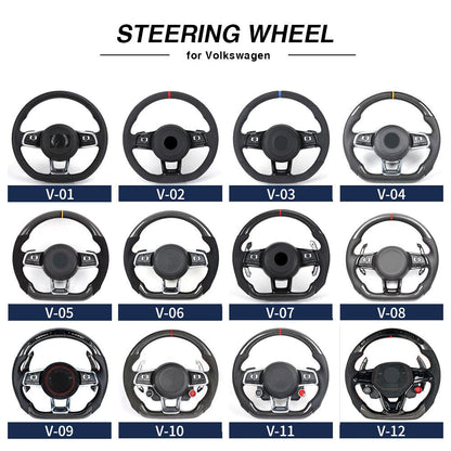 Half Perforated Leather Carbon Fiber Steering Wheel Core for VW Golf MK5 MK6 MK7 6 7 7.5 R 7R Gti Polo Passat CC B7 Scirocco - YunLexus Custom Custom Steering Wheels for VW
