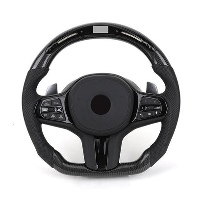 Half Perforated Leather Carbon LED Steering Wheel for BMW G12 G20 G30 G32 G80 G81 M4 F82 G82 M5 F90 X3M F87 X5m F85 M4 F82 M340i - YunLexus