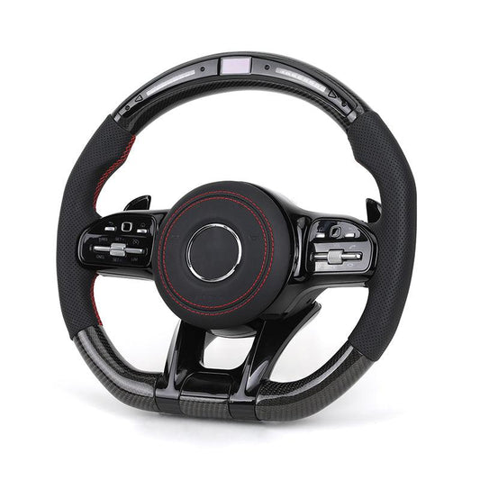 Half Perforated Leather Carbon LED Steering Wheel for Mercedes Benz W213 W205 206 W222 GLC X253 C253 CLA W117 CLA45 S63 C63 AMG