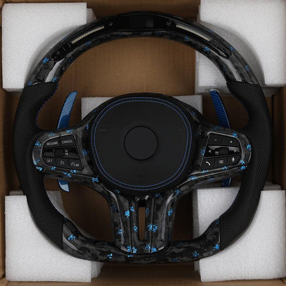 Half Perforated Leather Forged Carbon LED Steering Wheel for BMW G Series G11 G12 G20 G21 M3 G80 G81 M4 G82 G83 G30 G31 G32 G01 - YunLexus