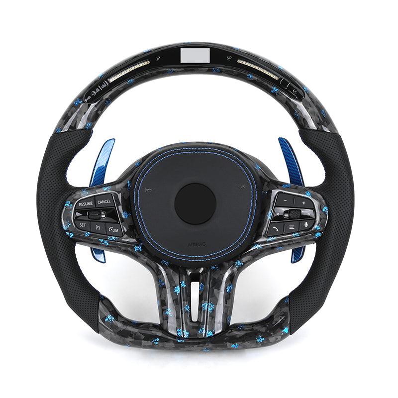 Half Perforated Leather Forged Carbon LED Steering Wheel for BMW G Series G11 G12 G20 G21 M3 G80 G81 M4 G82 G83 G30 G31 G32 G01 - YunLexus