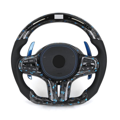 Half Perforated Leather Forged Carbon LED Steering Wheel for BMW G Series G11 G12 G20 G21 M3 G80 G81 M4 G82 G83 G30 G31 G32 G01 - YunLexus