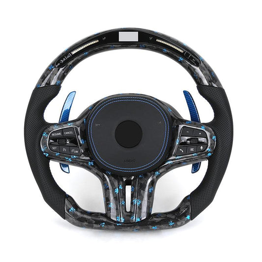 Half Perforated Leather Forged Carbon LED Steering Wheel for BMW G Series G11 G12 G20 G21 M3 G80 G81 M4 G82 G83 G30 G31 G32 G01 - YunLexus