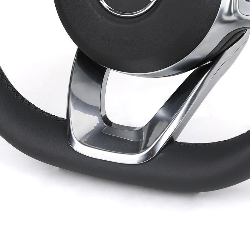 Half Perforated Leather Sport Steering Wheel for Mercedes Benz W205 W211 W212 A207 C207 W213 S213 A238 C238 W463 G63 C190 AMG GT - YunLexus Custom Custom Steering Wheels for Mercedes
