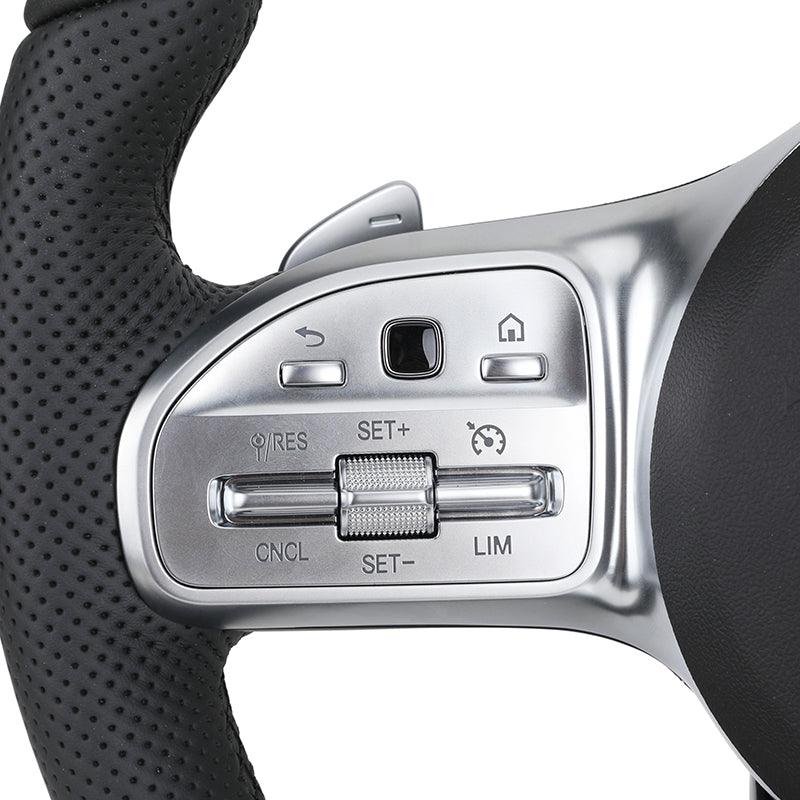 Half Perforated Leather Sport Steering Wheel for Mercedes Benz W205 W211 W212 A207 C207 W213 S213 A238 C238 W463 G63 C190 AMG GT - YunLexus Custom Custom Steering Wheels for Mercedes