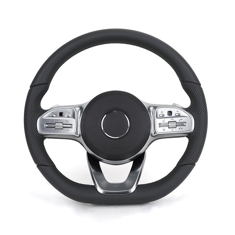 Half Perforated Leather Sport Steering Wheel for Mercedes Benz W205 W211 W212 A207 C207 W213 S213 A238 C238 W463 G63 C190 AMG GT - YunLexus Custom Custom Steering Wheels for Mercedes