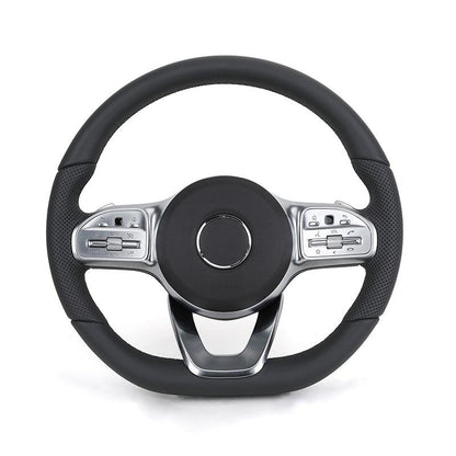 Half Perforated Leather Sport Steering Wheel for Mercedes Benz W205 W211 W212 A207 C207 W213 S213 A238 C238 W463 G63 C190 AMG GT - YunLexus Custom Custom Steering Wheels for Mercedes