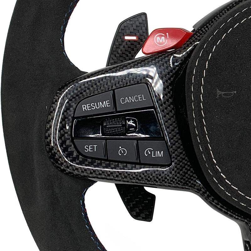 LCI Facelift Half Alcantara Carbon Steering Wheel for BMW 7 Series G11 G12 G70 G20 G30 M2 G87 M3 G80 M4 G82 X3 G01 X5M F95 M340i - YunLexus