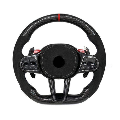 LCI Facelift Half Alcantara Carbon Steering Wheel for BMW 7 Series G11 G12 G70 G20 G30 M2 G87 M3 G80 M4 G82 X3 G01 X5M F95 M340i - YunLexus
