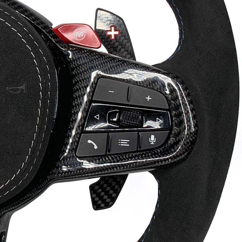 LCI Facelift Half Alcantara Carbon Steering Wheel for BMW 7 Series G11 G12 G70 G20 G30 M2 G87 M3 G80 M4 G82 X3 G01 X5M F95 M340i - YunLexus
