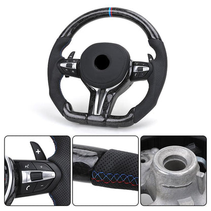M Performance Forged Carbon Fiber Perforated Leather Steering Wheel for BMW 3 5 Series F10 F20 F30 F32 F07 X5 E70 E71 M3 M4 M5 - YunLexus