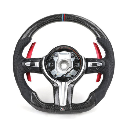 M Performance With Red Paddle Shifter Leather Carbon Steering Wheel for BMW i4 i8 E91 F33 F01 F16 F48 E36 E39 Lenkrad Volant - YunLexus