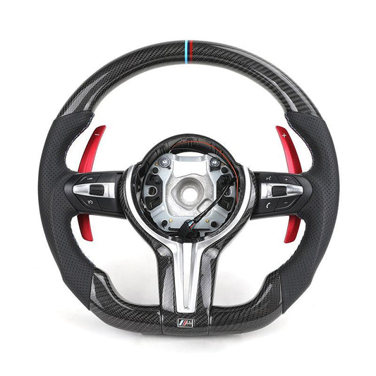 M Performance With Red Paddle Shifter Leather Carbon Steering Wheel for BMW i4 i8 E91 F33 F01 F16 F48 E36 E39 Lenkrad Volant - YunLexus