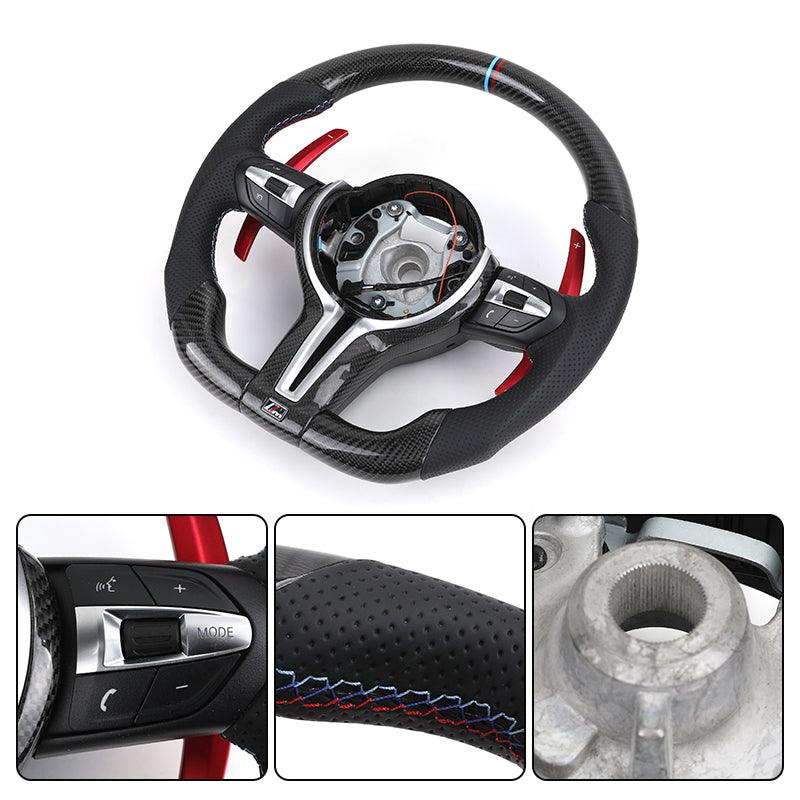M Performance With Red Paddle Shifter Leather Carbon Steering Wheel for BMW i4 i8 E91 F33 F01 F16 F48 E36 E39 Lenkrad Volant - YunLexus