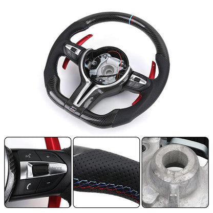 M Performance With Red Paddle Shifter Leather Carbon Steering Wheel for BMW i4 i8 E91 F33 F01 F16 F48 E36 E39 Lenkrad Volant - YunLexus