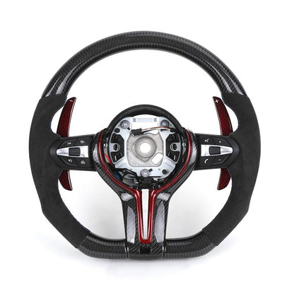 M Sport Carbon Blade Paddle Half Alcantara Leather Steering Wheel for BMW 5 Series F10 M5 F30 E60 E61 F15 F20 M3 F80 F07 E90 F82 - YunLexus