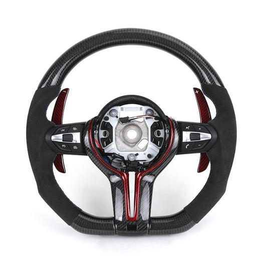 M Sport Carbon Blade Paddle Half Alcantara Leather Steering Wheel for BMW 5 Series F10 M5 F30 E60 E61 F15 F20 M3 F80 F07 E90 F82 - YunLexus