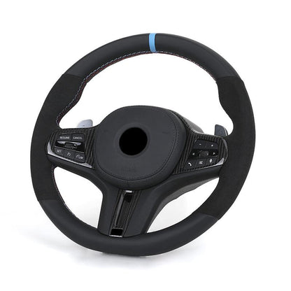 M Sport Carbon Fiber Trim Alcantara Leather Steering Wheel for BMW G20 G05 G06 G30 G38 G12 G15 G22 G8X M3 M4 F90 M5 G80 G82 G83 - YunLexus