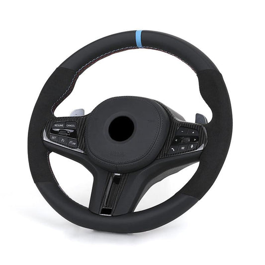 M Sport Carbon Fiber Trim Alcantara Leather Steering Wheel for BMW G20 G05 G06 G30 G38 G12 G15 G22 G8X M3 M4 F90 M5 G80 G82 G83 - YunLexus