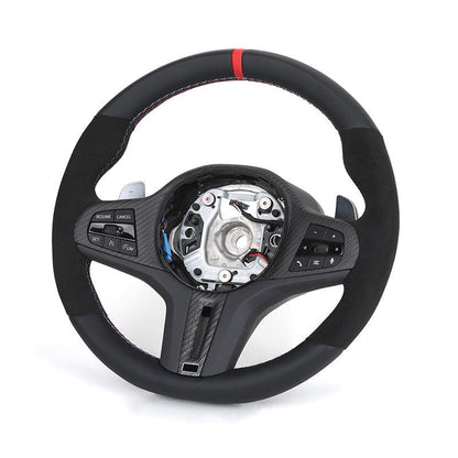 M Sport Carbon Fiber Trim Half Alcantara Leather Steering Wheel for BMW G20 G30 G31 X3 G01 G38 X4 G02 G80 G22 G32 G11 G12 G05 - YunLexus