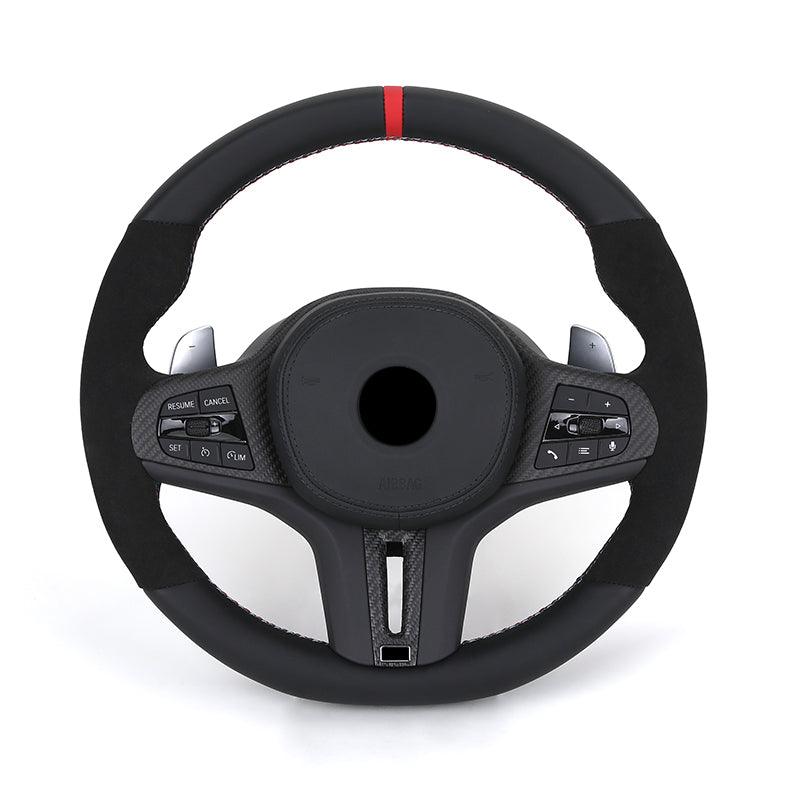 M Sport Carbon Fiber Trim Half Alcantara Leather Steering Wheel for BMW G20 G30 G31 X3 G01 G38 X4 G02 G80 G22 G32 G11 G12 G05 - YunLexus