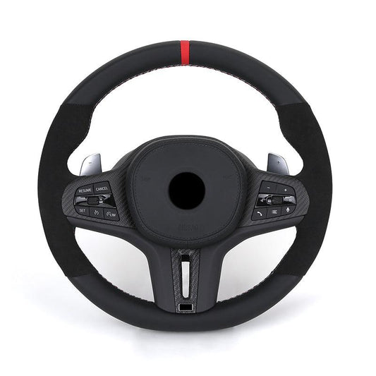 M Sport Carbon Fiber Trim Half Alcantara Leather Steering Wheel for BMW G20 G30 G31 X3 G01 G38 X4 G02 G80 G22 G32 G11 G12 G05 - YunLexus