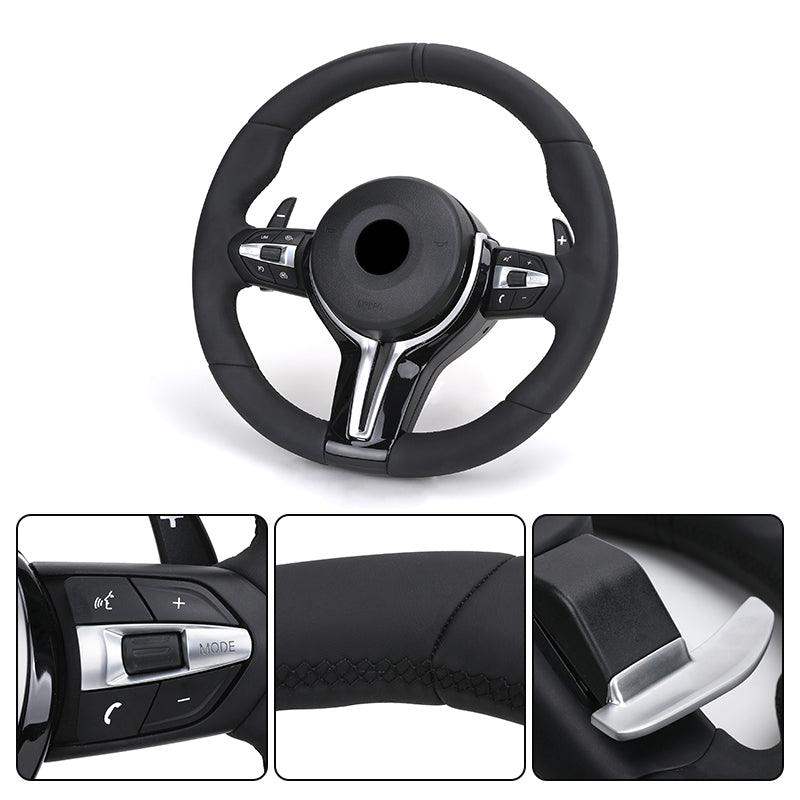 M Sport Glossy Black Carbon Fiber Trim Leather Steering Wheel for BMW F07 F10 F20 F30 F32 G12 G20 G30 M3 F80 M4 M5 X5 E70 E90 - YunLexus
