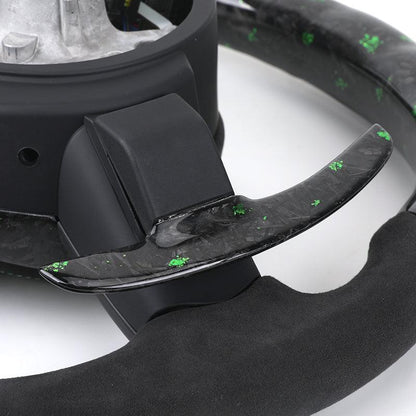 M Sport Green Half Alcantara Forged Carbon Fiber LED Steering Wheel for BMW F80 M3 F20 F32 E88 M4 F82 F01 F10 F30 F31 X5 E70 F15 - YunLexus